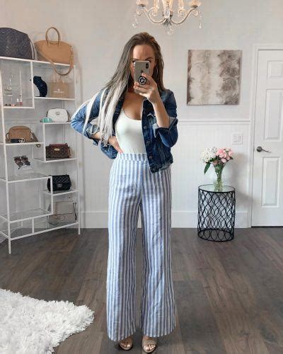 navy blue and white striped pants outfit